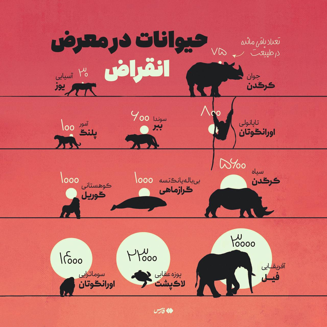 اینفوگرافیک/کدام حیوانات در معرض انقراض‌اند؟