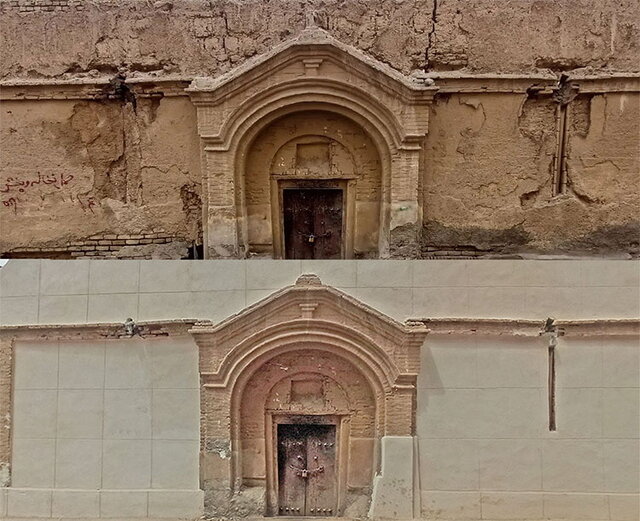 عکسها از شهرام شهریار و سایت سفرنویس سردر عمارت قاجاری در بافت تاریخی تهران مخدوش شد