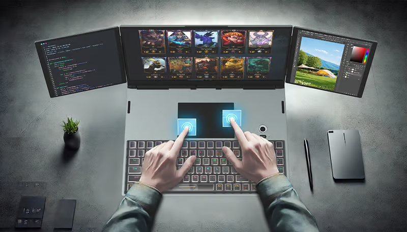 این لپتاپ ۳ صفحه نمایش دارد!
