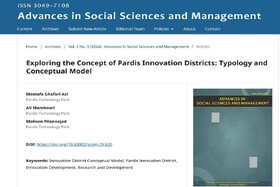 چاپ مقاله نوع‌شناسی و مدل مفهومی منطقه نوآوری پردیس در نشریه مطالعات اجتماعی لندن