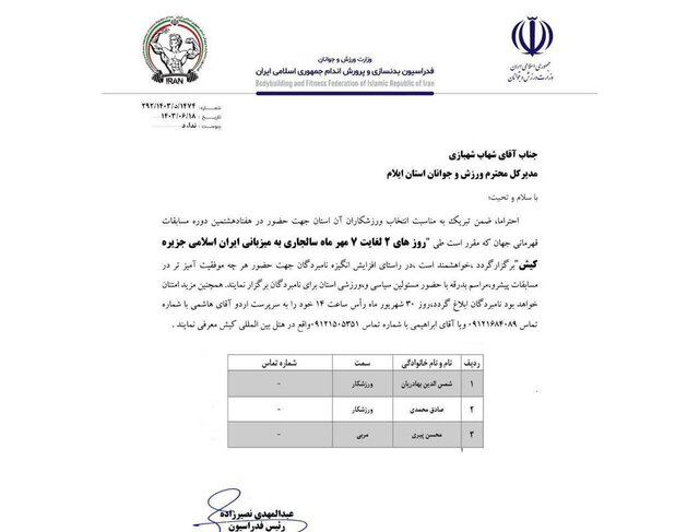 دو ورزشکار ایلامی به اردوی تیم ملی پرورش اندام دعوت شدند