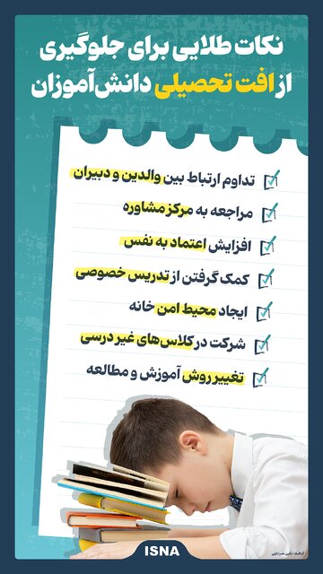 اینفوگرافیک/ نکات طلایی برای جلوگیری از افت تحصیلی دانش‌آموزان