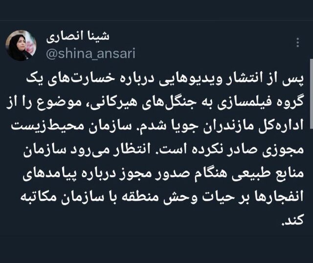 واکنش رییس سازمان محیط زیست به ایجاد انفجار در جنگلهای هیرکانی از سوی یک گروه فیلمسازی