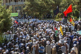 تجمع بزرگ حوزویان در حمایت از جبهه مقاومت و ملت لبنان