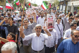 راهپیمایی نمازگزاران قمی در حمایت از جبهه مقاومت