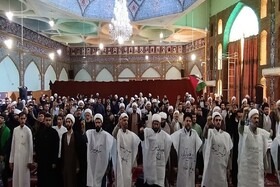 تجمع طلاب و روحانیون خوزستان در محکومیت شهادت دبیرکل حزب‌الله لبنان ‌