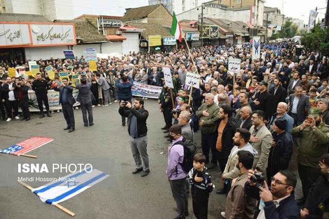 حضور پرشور مرزنشینان آستارایی در راهپیمایی ۱۳ آبان + تصاویر