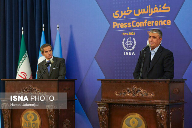 کنفرانس خبری گروسی -اسلامی در تهران اسلامی: به صدور قطعنامه پاسخ بیدرنگ میدهیم/ گروسی: حمله به تاسیسات اتمی غیرقانونی است