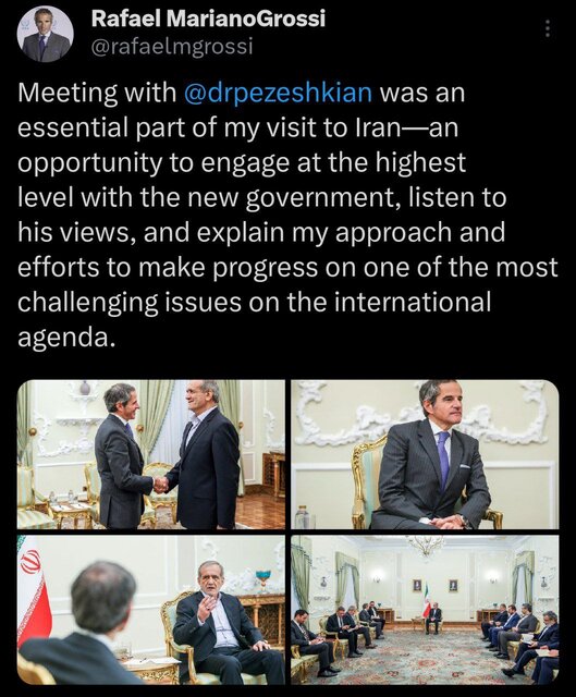 آنچه گروسی از دیدارش با رئیسجمهور ایران گفت