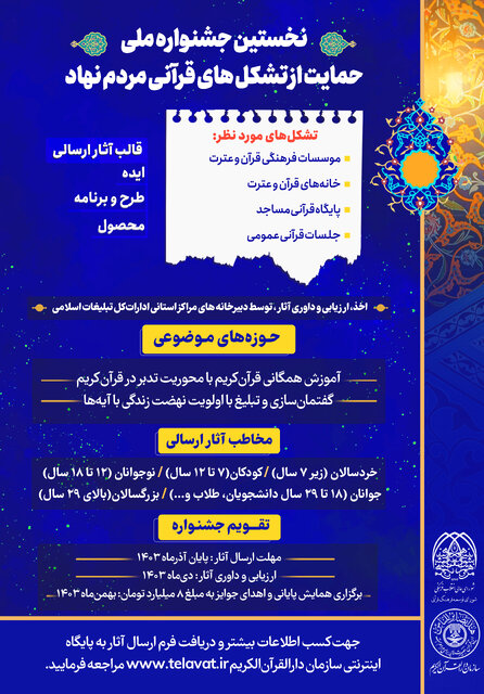 جشنواره ملی حمایت از تشکلهای قرآنی مردمی با رویکرد طرحهای موفق برگزار میشود