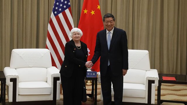 تصویر آرشیوی از خانم یلن در کنار معاون نخستوزیر چین اتهامزنی وزیر خزانهداری آمریکا به چین درباره فعالیتهای سایبری