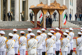 استقبال رسمی مسعود پزشکیان، رئیس جمهور از محمد شیاع السودانی، نخست وزیر عراق