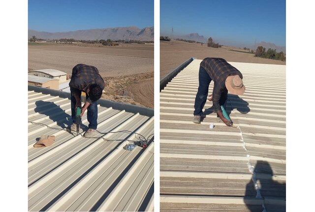 تصاویری از تعمیر سقف محوطه تل آجری توضیح درباره آبگرفتگی در «تل آجری»