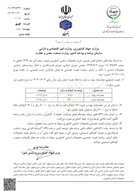 نرخ خرید تضمینی چغندر قند اعلام شد نرخ خرید تضمینی چغندر قند اعلام شد