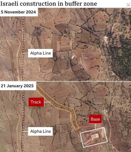 تصاویر ماهوارهای از جادهکشی رژیم صهیونیستی میان سوریه و اراضی اشغالی