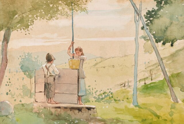 «پسر و دختر در کنار چاه»(۱۸۷۹) فروش فراتر از انتظار ۲ نقاشی آبرنگ