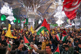 مراسم گرامیداشت شهید سیدحسن نصرالله همزمان با تشییع شهدا در لبنان - مشهد