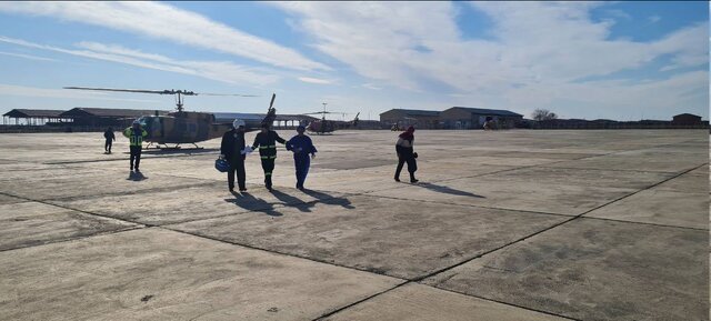 پرواز دو بالگرد اورژانس برای نجات دست کشاورز ماهنشانی پرواز دو بالگرد اورژانس برای نجات دست کشاورز ماهنشانی