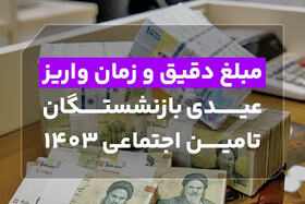 مبلغ دقیق و زمان واریز عیدی بازنشستگان تامین اجتماعی 1403 مشخص شد