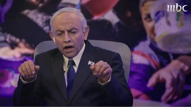 «اسعد الزهرانی» بازیگر عربستانی که نقش نتانیاهو را بر عهده داشت تمسخر نتانیاهو و همسرش در شبکه امبیسی عربستان