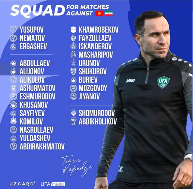 عکس آرشیوی است ماشاریپوف و اورونوف در فهرست ازبکستان برای جدال با ایران