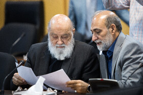 مهدی چمران، رئيس شورای شهر تهران در رویداد هوای پاک، آسایش و سلامت عمومی با حضور رئيس جمهور