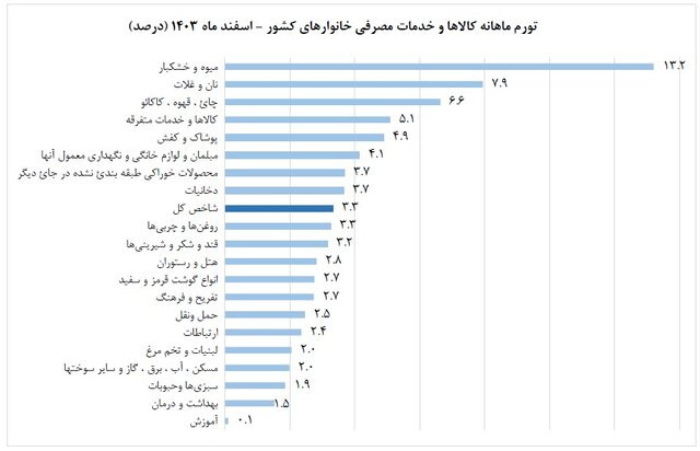 تورم مصرف کننده؛ ۳۲.۵ درصد در سال ۱۴۰۳ اعلام شد