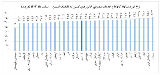 تورم مصرف کننده؛ ۳۲.۵ درصد در سال ۱۴۰۳ اعلام شد