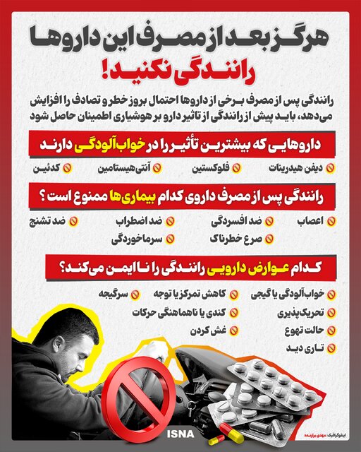اینفوگرافیک/ بعد از مصرف این داروها رانندگی نکنید