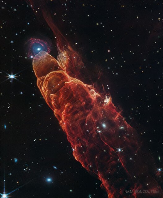 عکس «تلسکوپ فضایی جیمز وب» از یک فوران میانستارهای