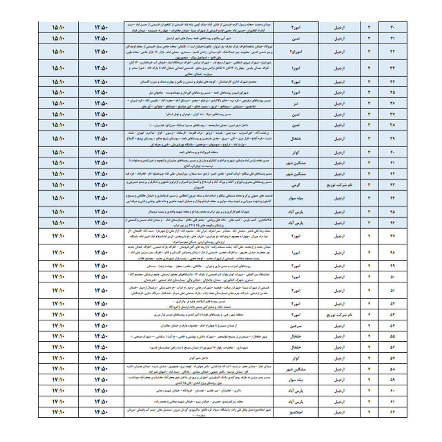 جدول خاموشی برق استان اردبیل در روز ۲۳ فروردین