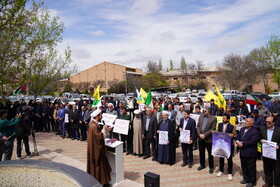 تجمع دانشگاهیان دانشگاه‌های استان اردبیل در محکومیت جنایات رژیم صهیونیستی و دفاع از مردم غزه
