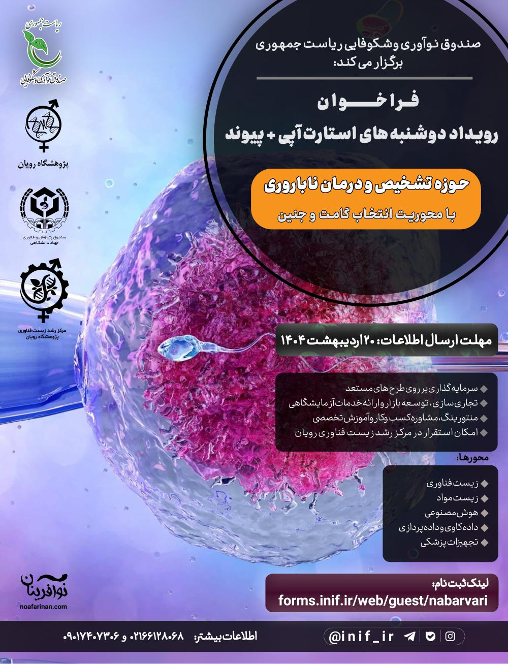 میزبانی صندوق نوآوری از استارتآپهای فعال در حوزه تشخیص و درمان ناباروری