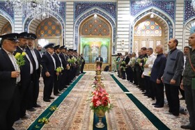 آیین خطبه‌خوانی مداحان قم در حرم مطهر بانوی کرامت + تصاویر