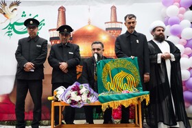 مراسم استقبال از پرچم متبرک حرم امام رضا در مرکز نگهداری ازمعلولین  جسمی و ذهنی زنده یاد نوشیروانی