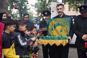 مراسم استقبال از پرچم متبرک حرم امام رضا در مرکز نگهداری ازمعلولین  جسمی و ذهنی زنده یاد نوشیروانی