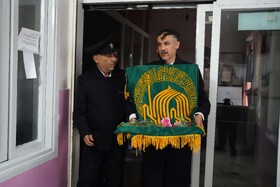 مراسم استقبال از پرچم متبرک حرم امام رضا در مرکز نگهداری ازمعلولین  جسمی و ذهنی زنده یاد نوشیروانی