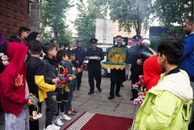 مراسم استقبال از پرچم متبرک حرم امام رضا در مرکز نگهداری ازمعلولین  جسمی و ذهنی زنده یاد نوشیروانی