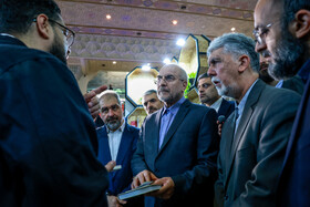 سید عباس صالحی، وزیر ارشاد و محمدباقر قالیباف، رئیس مجلس در افتتاح سی‌وششمین نمایشگاه بین‌المللی کتاب تهران