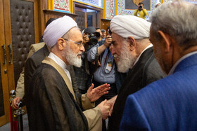 آیت الله محمدی گلپایگانی و آیت الله اعرافی در همایش بین المللی یکصدمین سال بازتاسیس حوزه علمیه قم