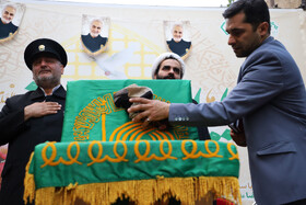 مراسم استقبال از خادمین و پرچم متبرک حرم مطهر حضرت امام رضا(ع) در اهر