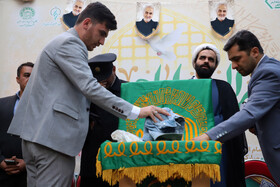 مراسم استقبال از خادمین و پرچم متبرک حرم مطهر حضرت امام رضا(ع) در اهر