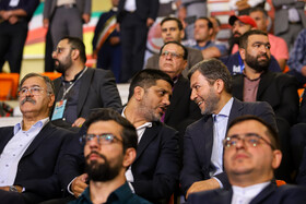 مهدی جمالی‌نژاد، استاندار اصفهان و علیرضا دبیر، رییس فدراسیون کشتی جمهوری اسلامی ایران 