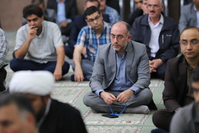 علی اصغر فاتحی فر، رئیس جهاد دانشگاهی استان در مراسم بزرگداشت شهدای خدمت در دانشگاه تبریز