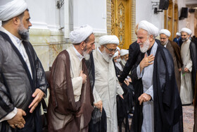 حضور حجت الاسلام محمدی عراقی مسئول دفتر رهبر معظم انقلاب در قم در مراسم بزرگداشت شهید رئیسی و شهدای خدمت در حرم حضرت فاطمه معصومه(س)