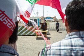 سخنرانی حجت الاسلام نبویان نماینده مجلس شورای اسلامی در تجمع دانشجویان قمی در مقابل سایت هسته ای فردو