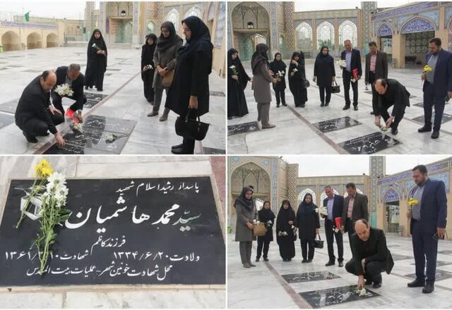 عطرافشانی و گلباران مزار شهدا توسط جهادگران جهاد دانشگاهی سمنان