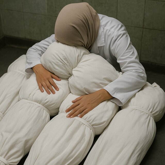 پزشک اطفال در غزه ۹ فرزند شهیدش را در اورژانس تحویل گرفت
