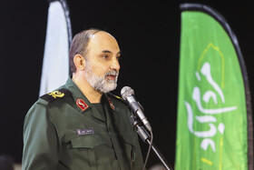 سخنرانی سردار رحمانی، مدیرعامل هلدینگ تخصصی راه و شهرسازی قرارگاه خاتم‌الانبیادر مراسم افتتاح فاز سوم تقاطع غیرهم‌سطح شهدای خلبان-کرمان