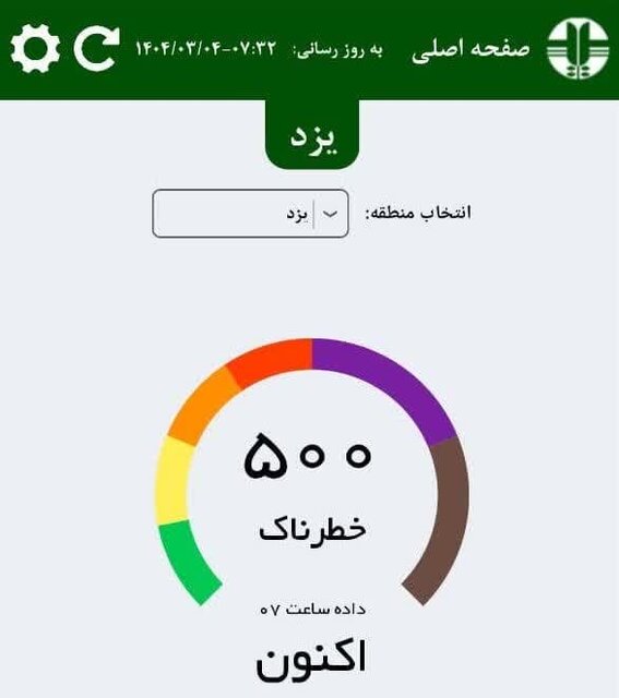 شاخص کیفیت هوای یزد خطرناک شد/ هواشناسی هشدار داد